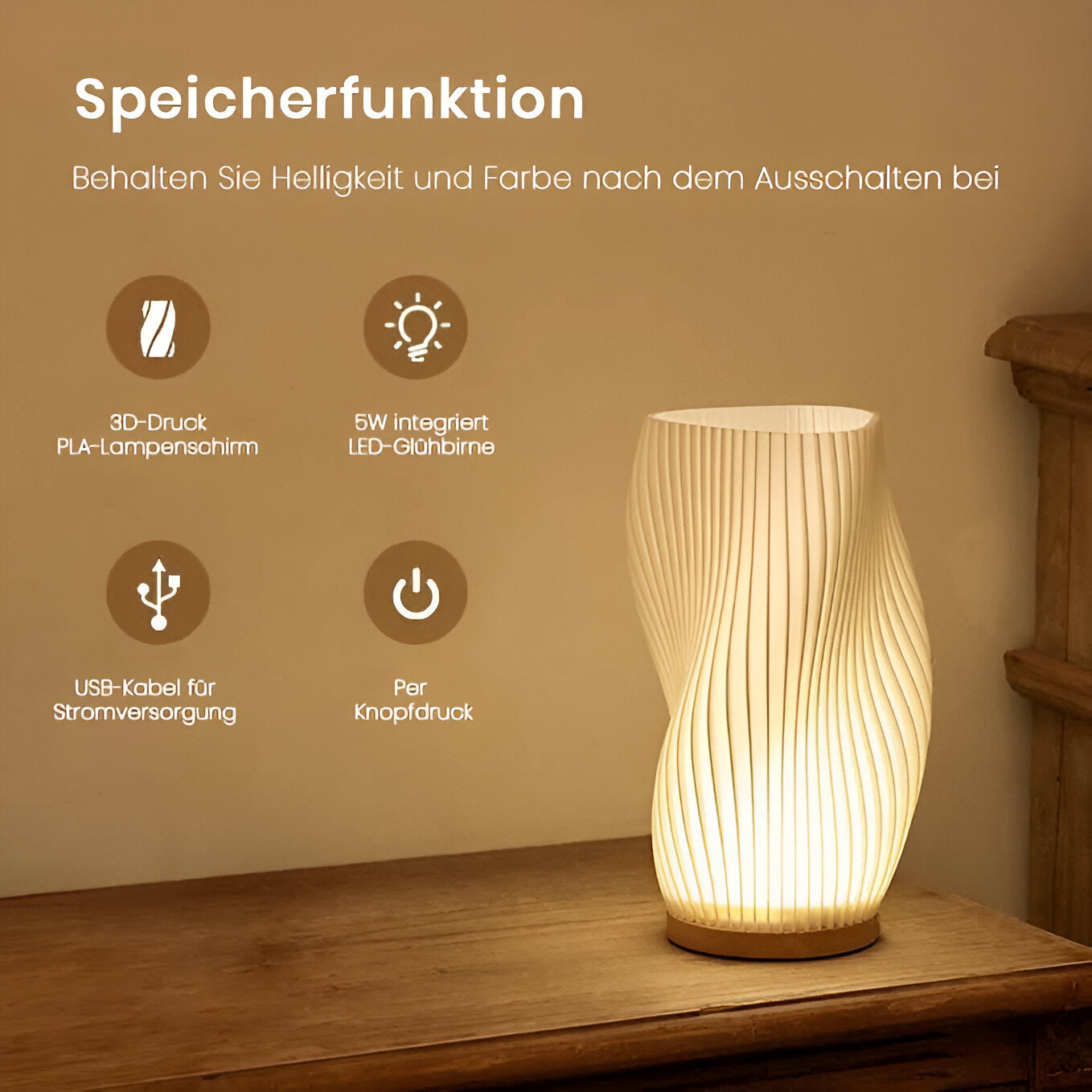 DreamWave - Dimmable Modern Cream - Colored 3D Wave Lamp