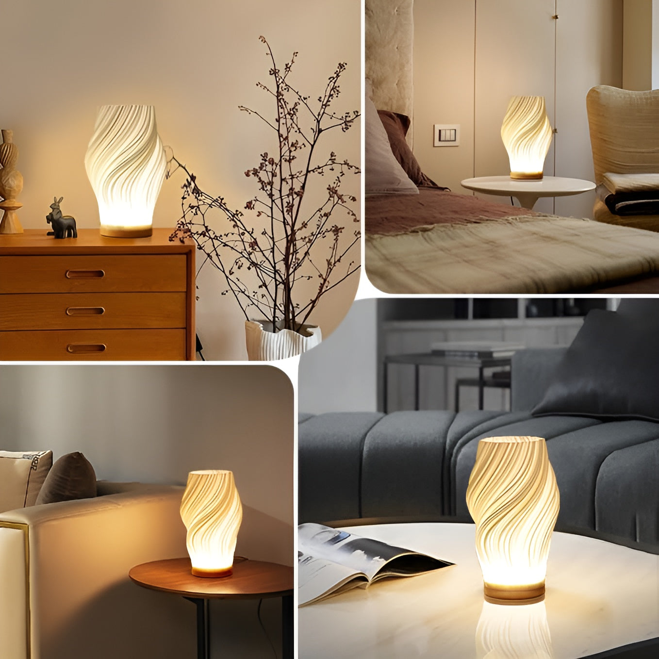DreamWave - Dimmable Modern Cream - Colored 3D Wave Lamp
