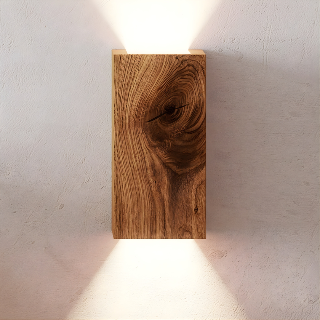 NordicGlow Wooden Wall Lamp made of Oak Wood, Warm LED Room Light