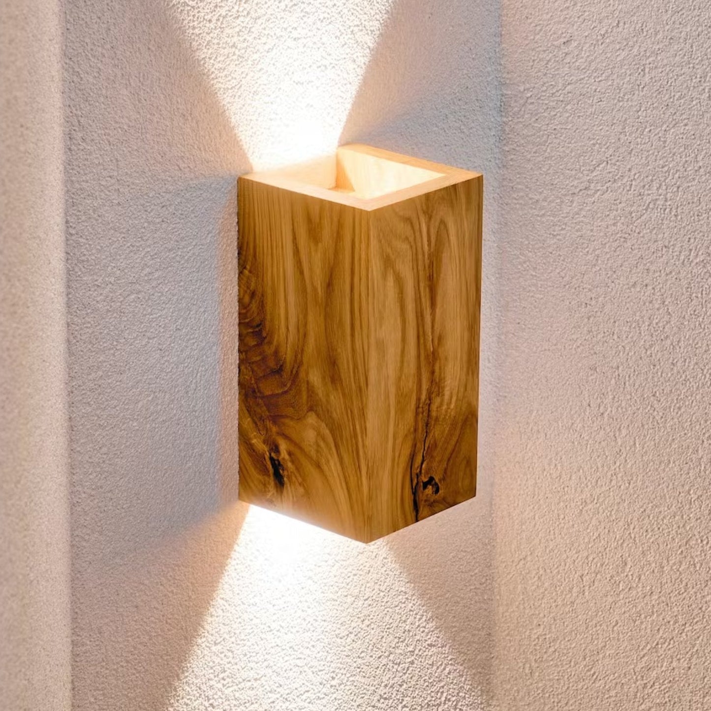 NordicGlow Wooden Wall Lamp made of Oak Wood, Warm LED Room Light