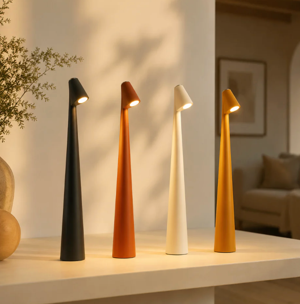 Rechargeable Bedside Table Lamp – 3-Level Dimmable Touch Light | Cordless LED Nordic Bedside Lamp