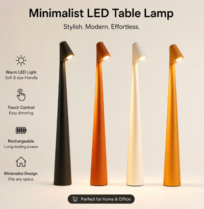 Rechargeable Bedside Table Lamp – 3-Level Dimmable Touch Light | Cordless LED Nordic Bedside Lamp