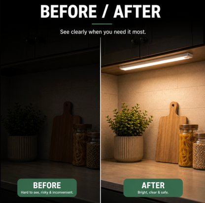 LazyStick - Wireless LED Cabinet Light with Motion Sensor – USB Rechargeable Lighting for Kitchen, Closet, Hallway & Stairs
