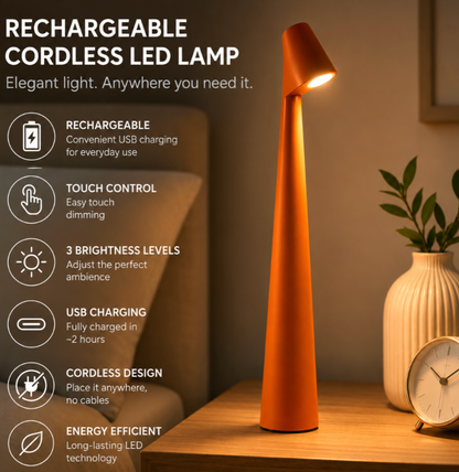 Rechargeable Bedside Table Lamp – 3-Level Dimmable Touch Light | Cordless LED Nordic Bedside Lamp