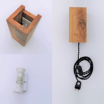 NordicGlow Wooden Wall Lamp made of Oak Wood, Warm LED Room Light