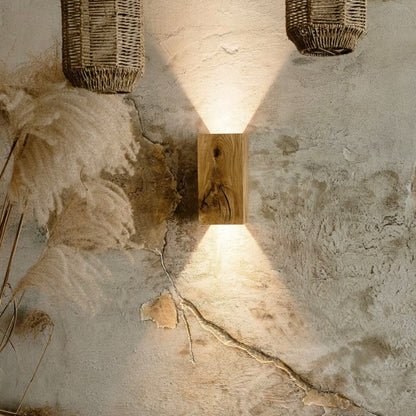 NordicGlow Wooden Wall Lamp made of Oak Wood, Warm LED Room Light