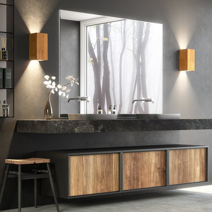 NordicGlow Wooden Wall Lamp made of Oak Wood, Warm LED Room Light
