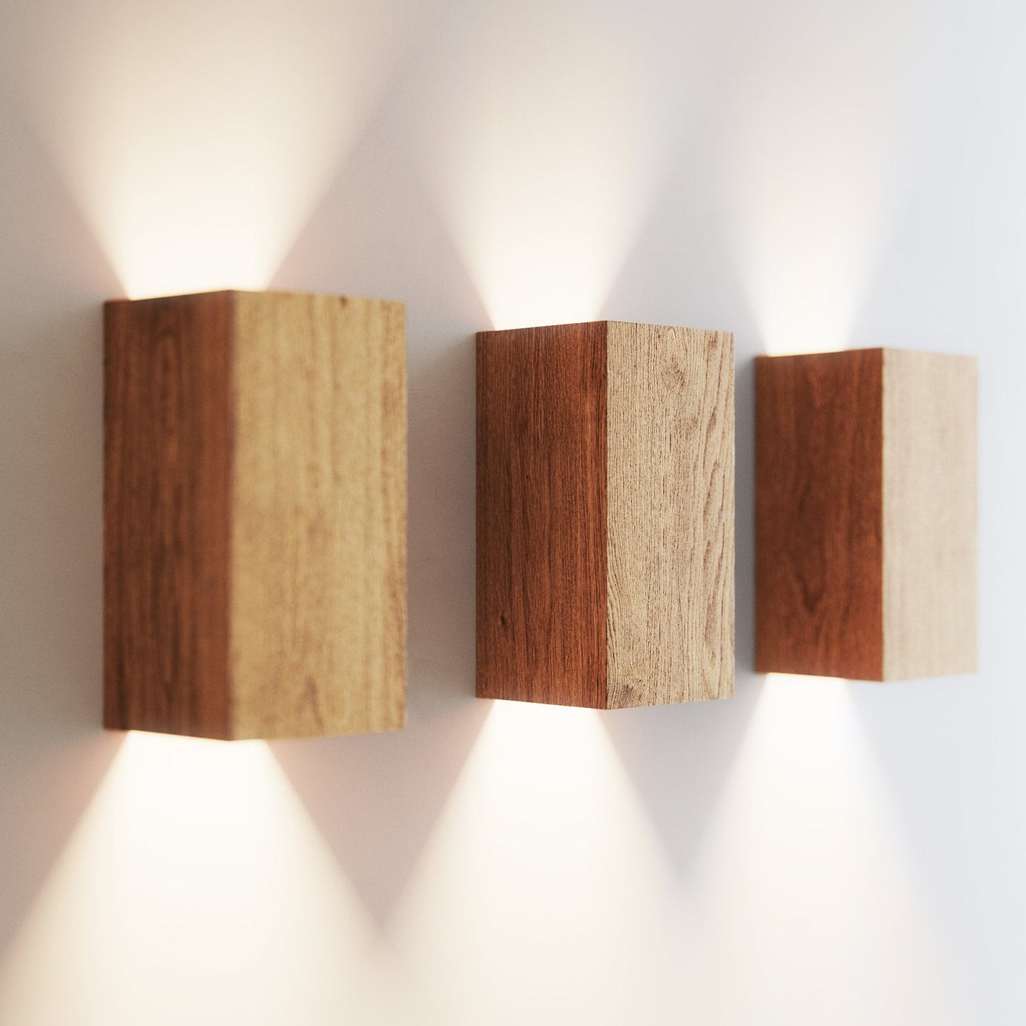 NordicGlow Wooden Wall Lamp made of Oak Wood, Warm LED Room Light